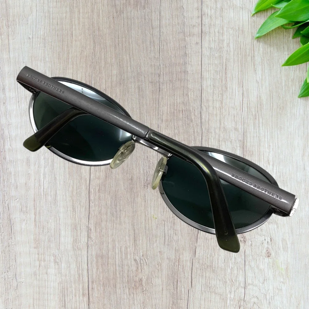 Brooks Brothers BB 199-S Sunglasses Matte Silver Black Oval Italy 1081/48 135